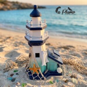 Phare décoratif en bois style nautique