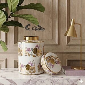 Jarre en Porcelaine aux Reflets Dorés