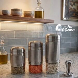 Ensemble Bocaux de Cuisine en Inox et Verre