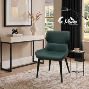 Chaise moderne en cuir ou simili cuir vert sapin