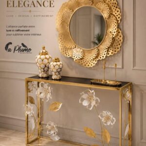 Console Élégance aux Tiges Florales