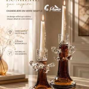 Bougeoirs en Verre Fumé et Cristal