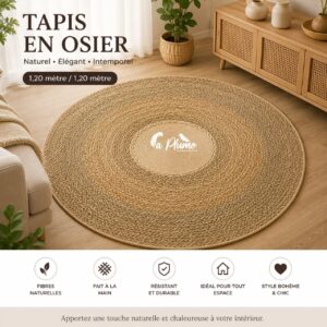 Grand Tapis Rond en Osier