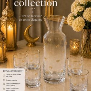 Service Carafe et Verres Bas aux Nœuds Dorés
