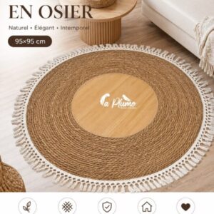 Tapis Rond en Osier avec Franges