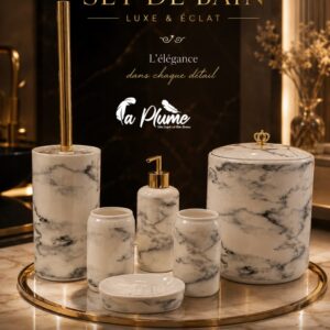 Set de Bain Luxe & Éclat en Céramique Marbrée