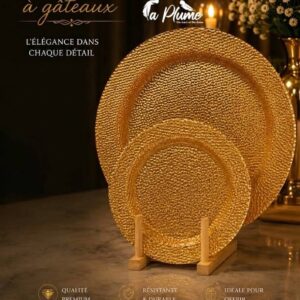 Ensemble d'assiettes à gâteaux dorées en 2 dimension