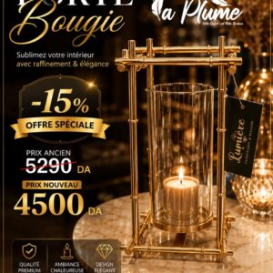 Porte Bougie Lanterne Suspendue en Verre et Métal Doré