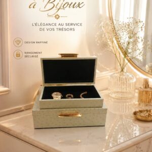Coffre à bijoux haut de gamme aux détails dorés