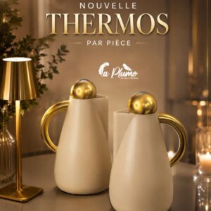 Thermos Individuels Blanc Crème et Effet  Doré