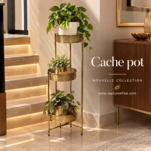 Cache Pot  à trois niveaux en métal
