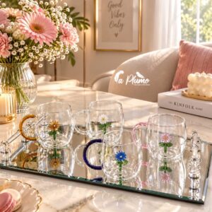 Mugs Transparents aux Fleurs en Relief