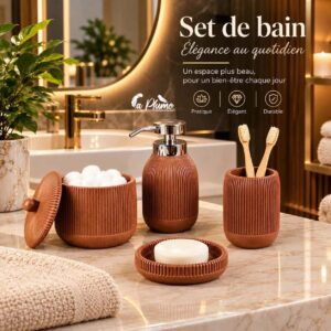 Set de Bain Cannelé Terracotta Élégance Chaleureuse d'un Style Néo-Rustique