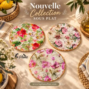 Dessous de Plat Ronds aux Motifs Champêtres et Tropicaux