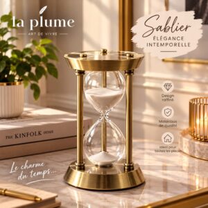Sablier Décoratif en Métal Doré