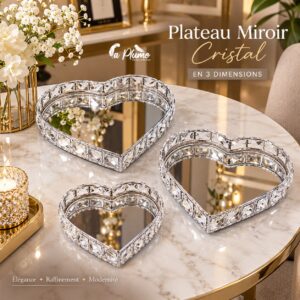 Plateaux miroirs en forme de cœur en 3 dimension