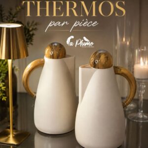 Thermos Individuels Blanc Crème et Effet Bois