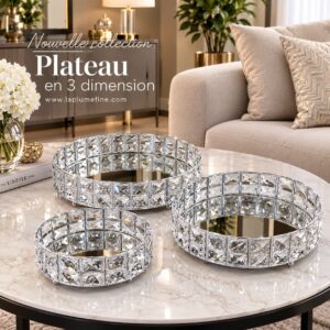 Plateaux miroirs ronds en 3 Dimension