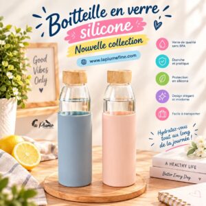 Bouteille Verre et Silicone Pastel