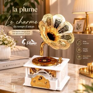 Boîte à musique en forme de gramophone rétro