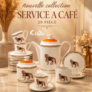 Service à café en porcelaine prestigieuse de 29 pièces
