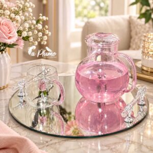 Carafe en verre borosilicate transparent et chope élégant