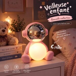 Veilleuse Pour Enfant en forme d'astronaute Rose