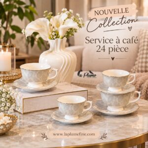 Service à café de 24 pièces en porcelaine