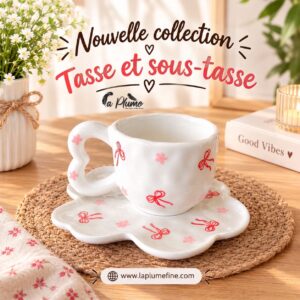 Tasse et Sous Tasse au Motif Nœuds Coquette