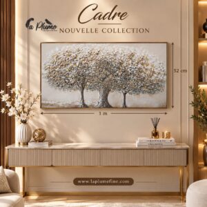 Cadre Horizontal Forêt d'arbres texturés aux reflets dorés