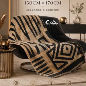 Plaid jacquard aux motifs géométriques ethniques