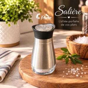 Salière en Inox Brossé et verre