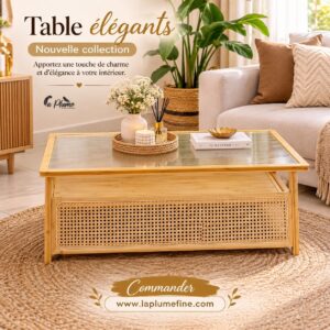 Table Basse en Cannage Élégance