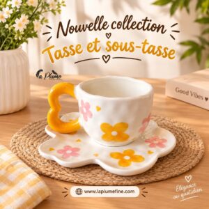 Tasse et Sous Tasse aux Tons Ensoleillés