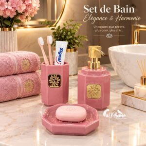 Set de Bain en Céramique Rose Élégance