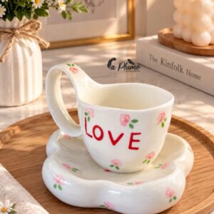 Tasse et sous Tasse en céramique artisanale émaillée