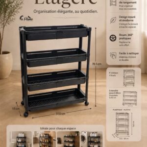 Étagère d'appoint moderne à 4 niveaux