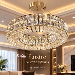 Lustre Couronne Impérial en Cristal et Or