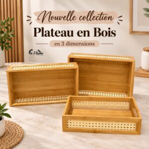 Plateaux en Bois et Cannage