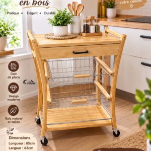 Chariot de cuisine en bois