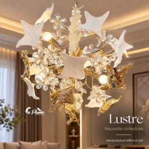 Lustre Bouquet de Fleurs de Cristal