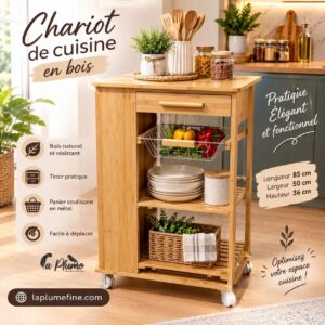 Chariot de Cuisine en Bois