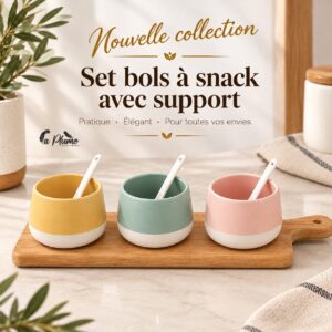 Set bols à snack avec support bicolore