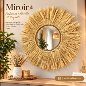 Miroir Soleil en Raphia