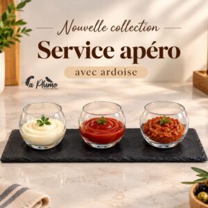Service apéritif trois verrines sur ardoise