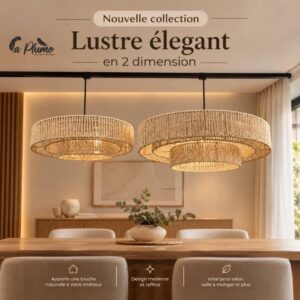 Lustre Festonné en Rotin Tressé
