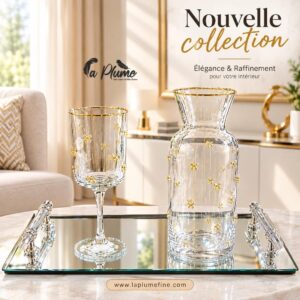 Carafe et Verre à vin sur plateau miroir