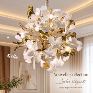 Lustre sphérique aux feuilles de Ginkgo