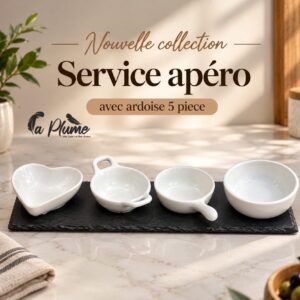Service apéritif asymétrique sur ardoise