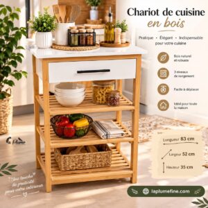 Chariot de Cuisine en Bois